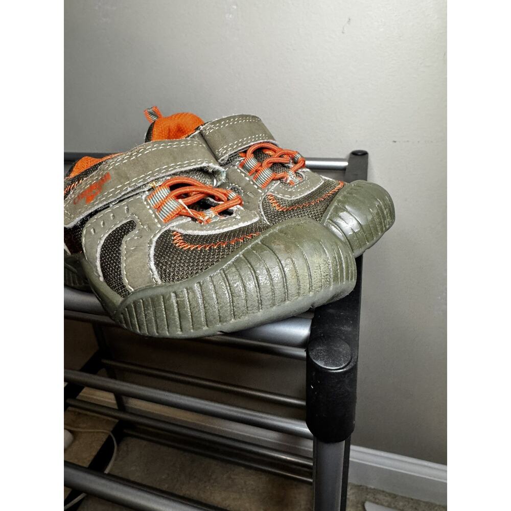 OshKosh B'gosh Baby Sneaker Brown Orange Hook & Loop Athletic Shoes Size 9 - Picture 4 of 8